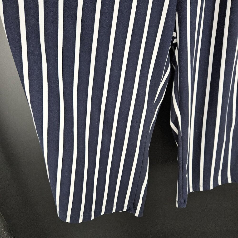 Jumpsuit Junior Large Navy White Stripe Strapless Capri Pockets Nautical Coastal - Picture 5 of 16